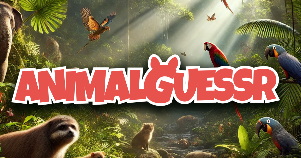 Screenshot of the AnimalGuessr logo  with animal illustration