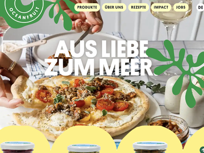 Animated SVG seaweed visuals on the Oceanfruit homepage